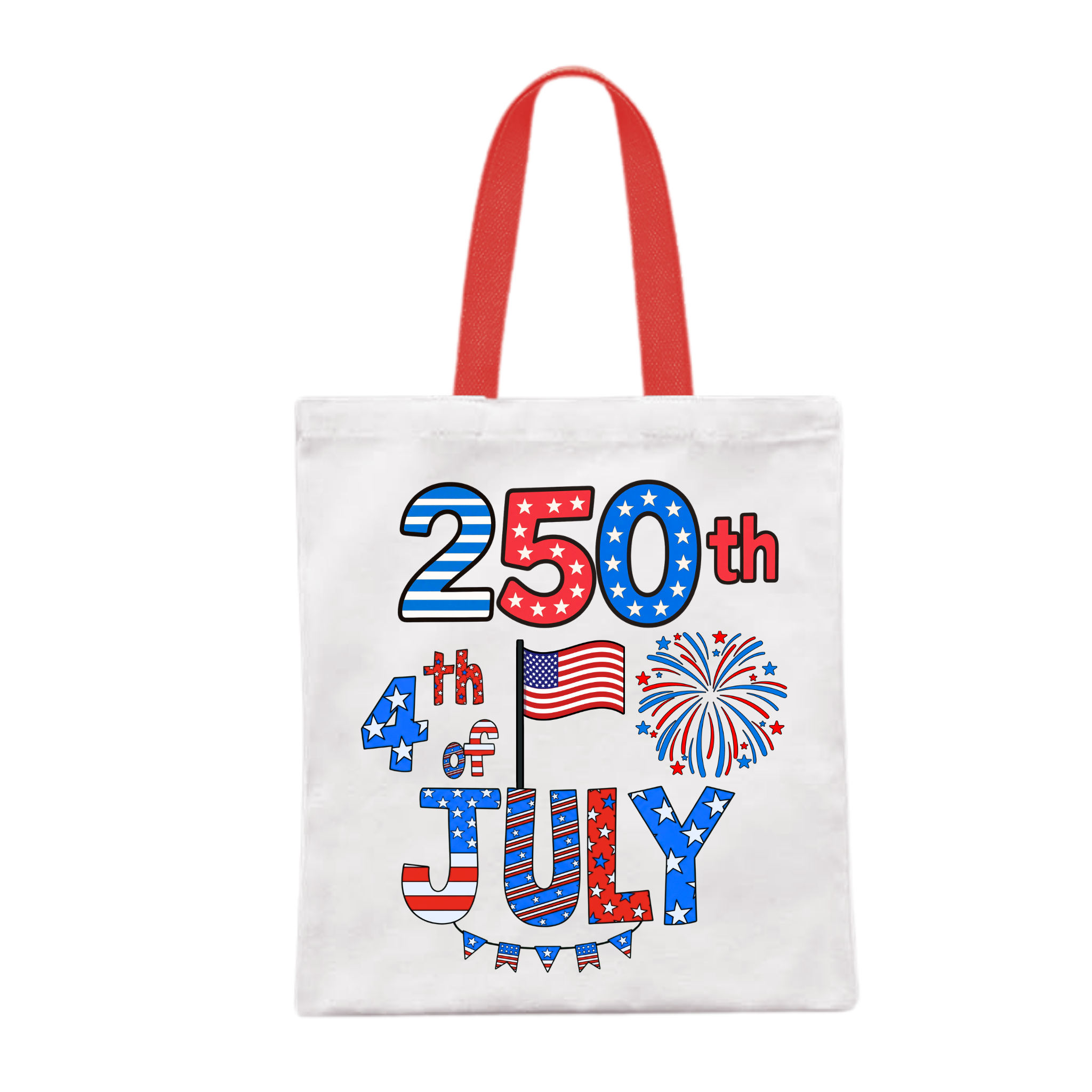 Custom Sublimation 13.7" x 11.8" Tote Bag  – AI Rendering Product Shot - 250th Year 4th of July Print | Jadez World 