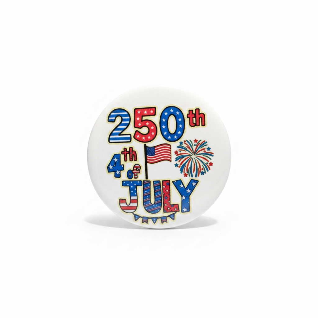 250th 4th of July Pin Button - White Background