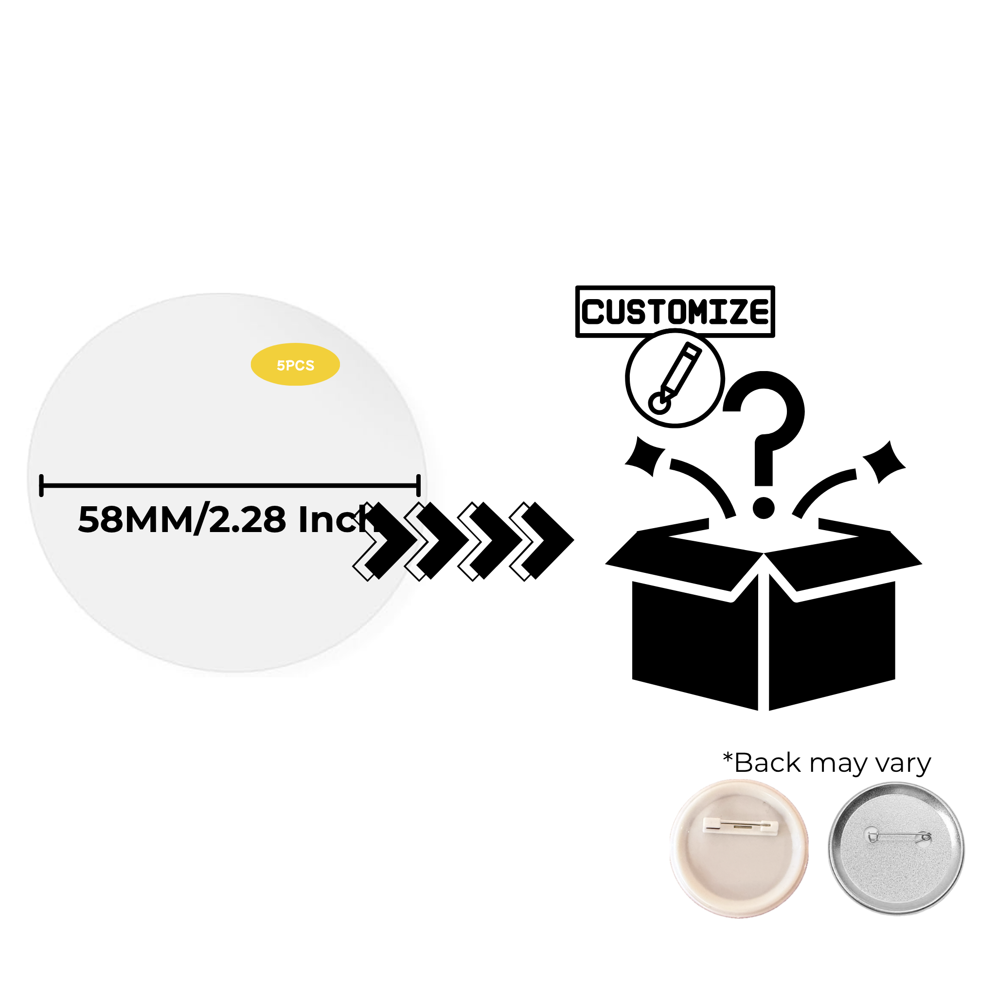 Custom 58mm Pin Button Variety 3-5 Pack Bundles