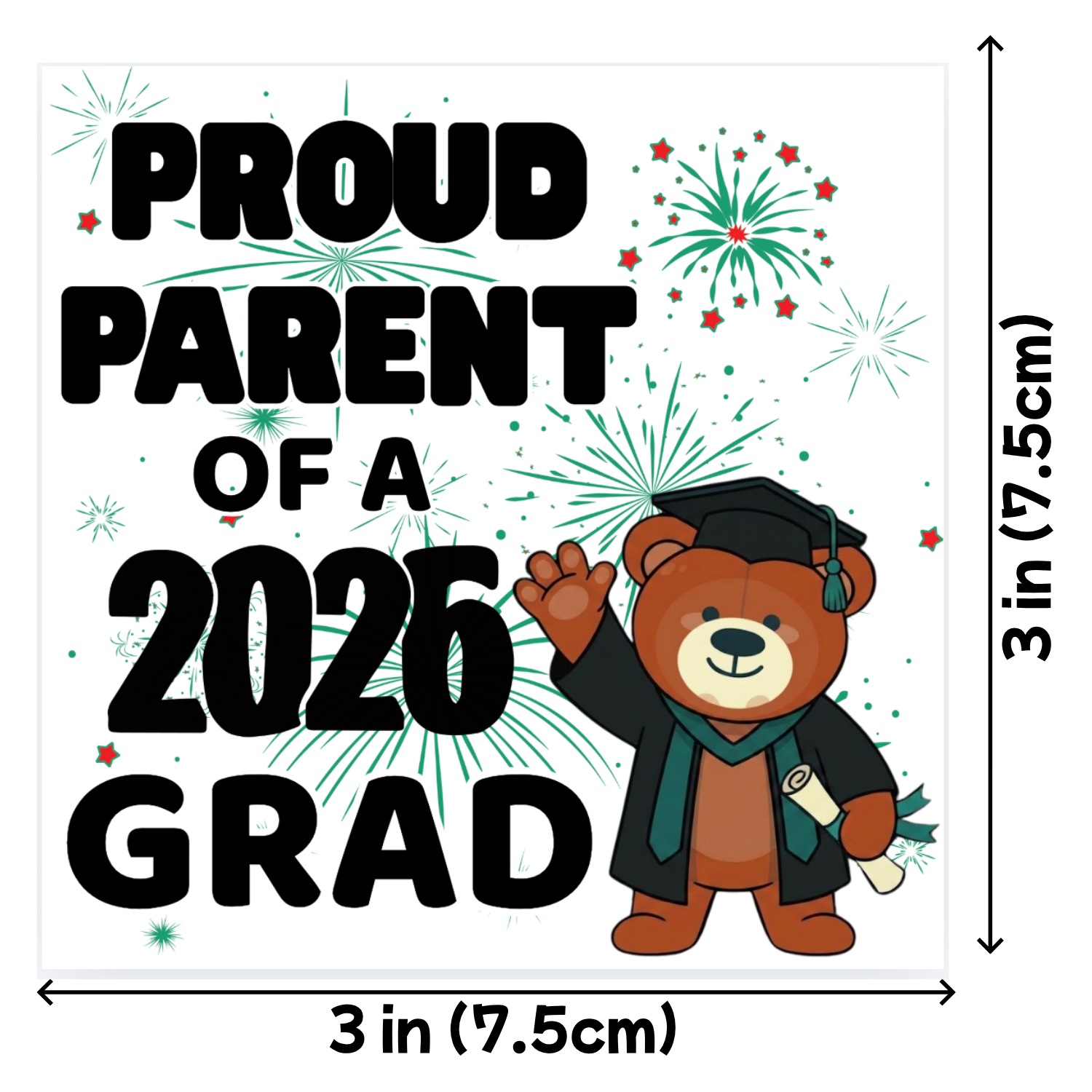 Custom Sublimation 3 x 3 Large Magnet Graphic - Proud Parent of a 2026 Grad Print | Jadez World