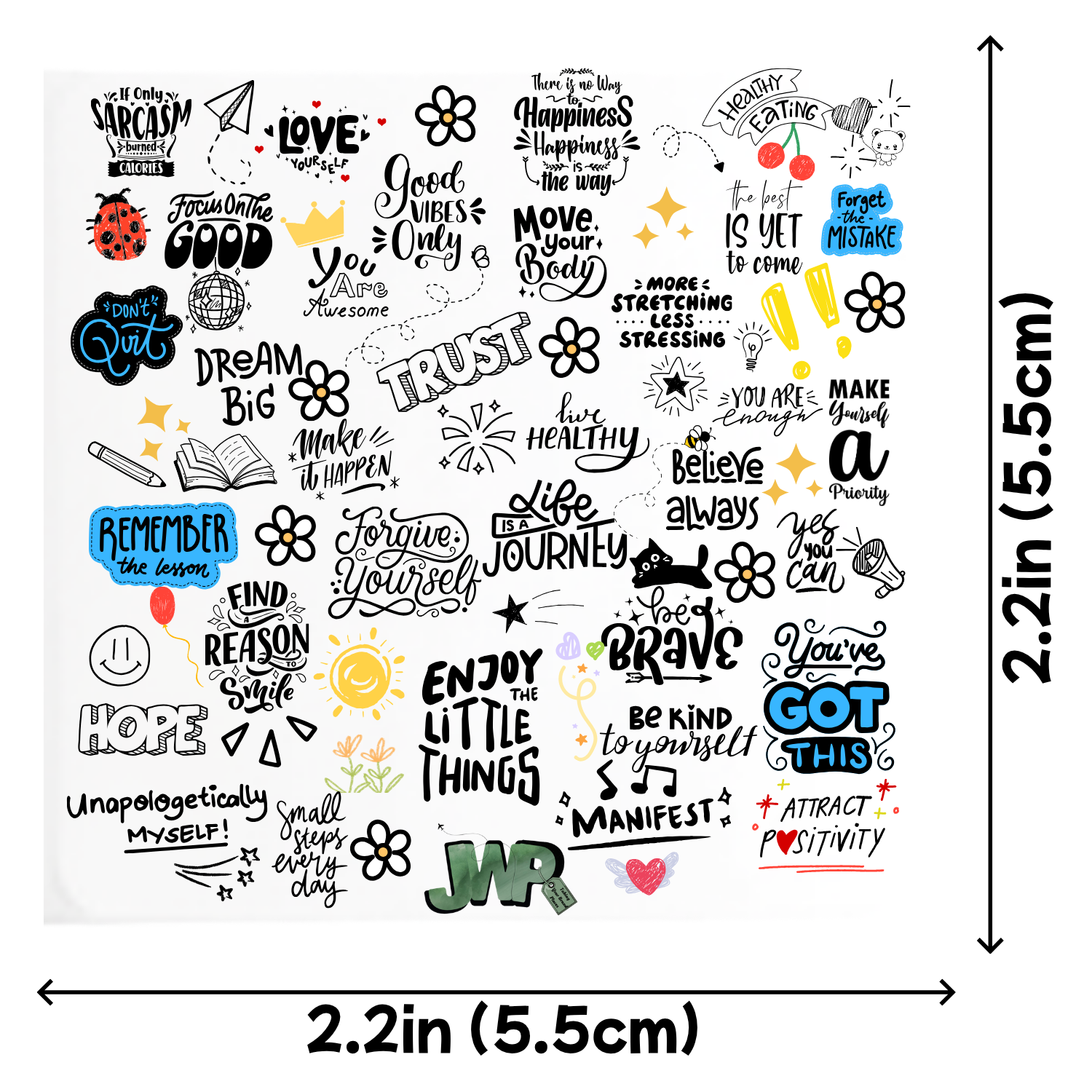 Custom Sublimation 2.2 x 2.2 Small Magnet Graphic - White Doodle Print | Jadez World