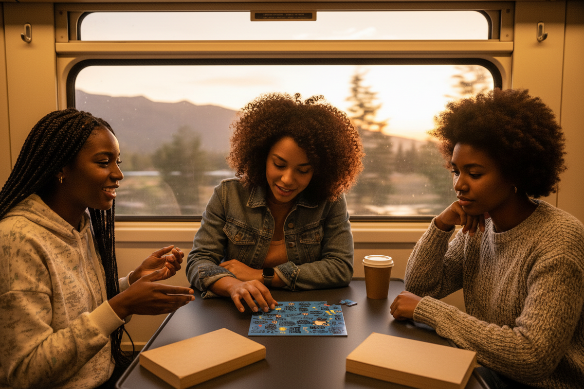 Black Friends on Amtrak with Actual Product Puzzle
