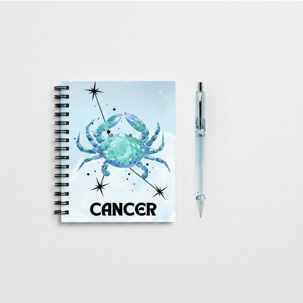 Cancer Notebook & Pen Mockup