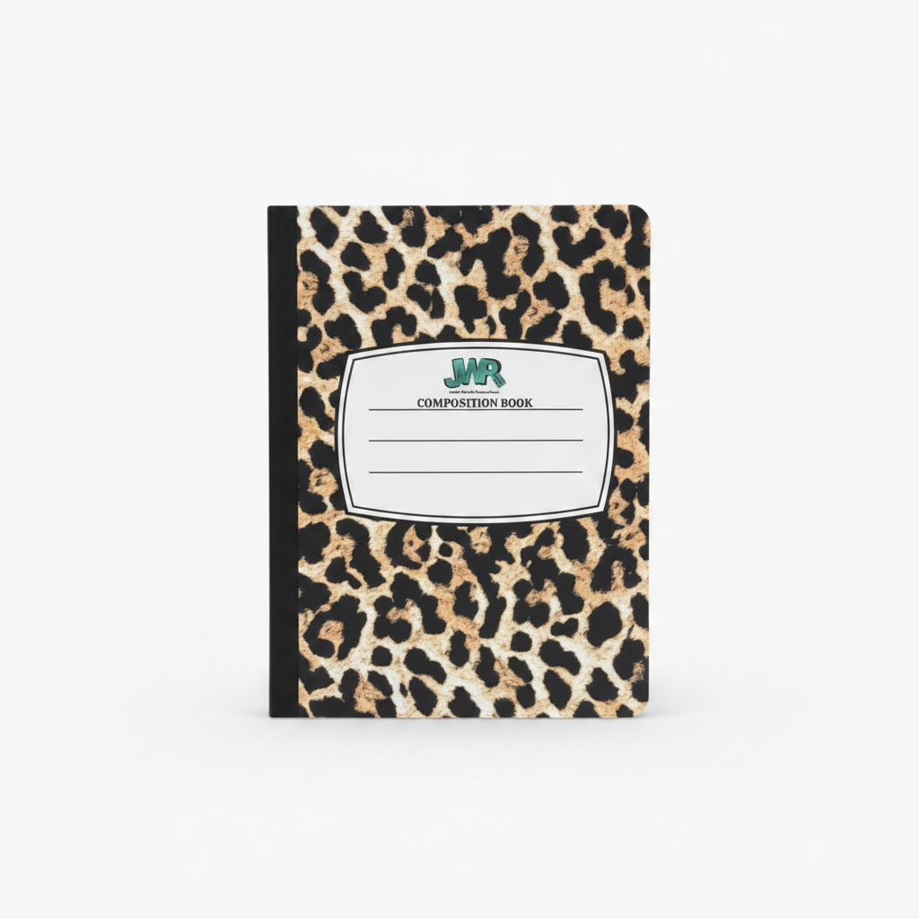 Clean professional leopard notebook shot