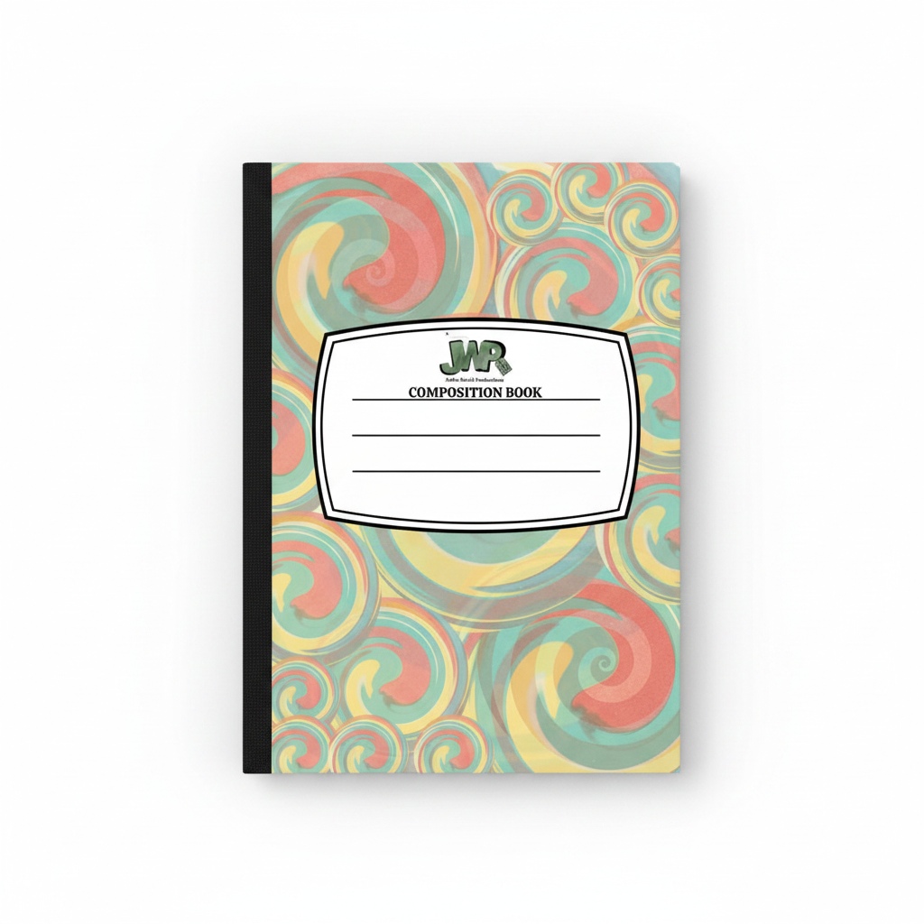 Clean professional pastel swirl notebook shot