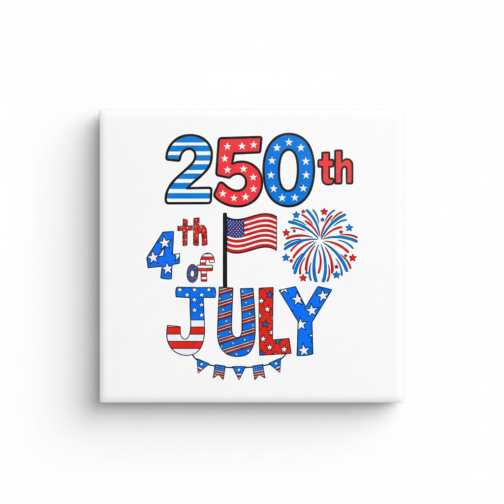 Clean professional studio shot of 250th 4th of July magnet