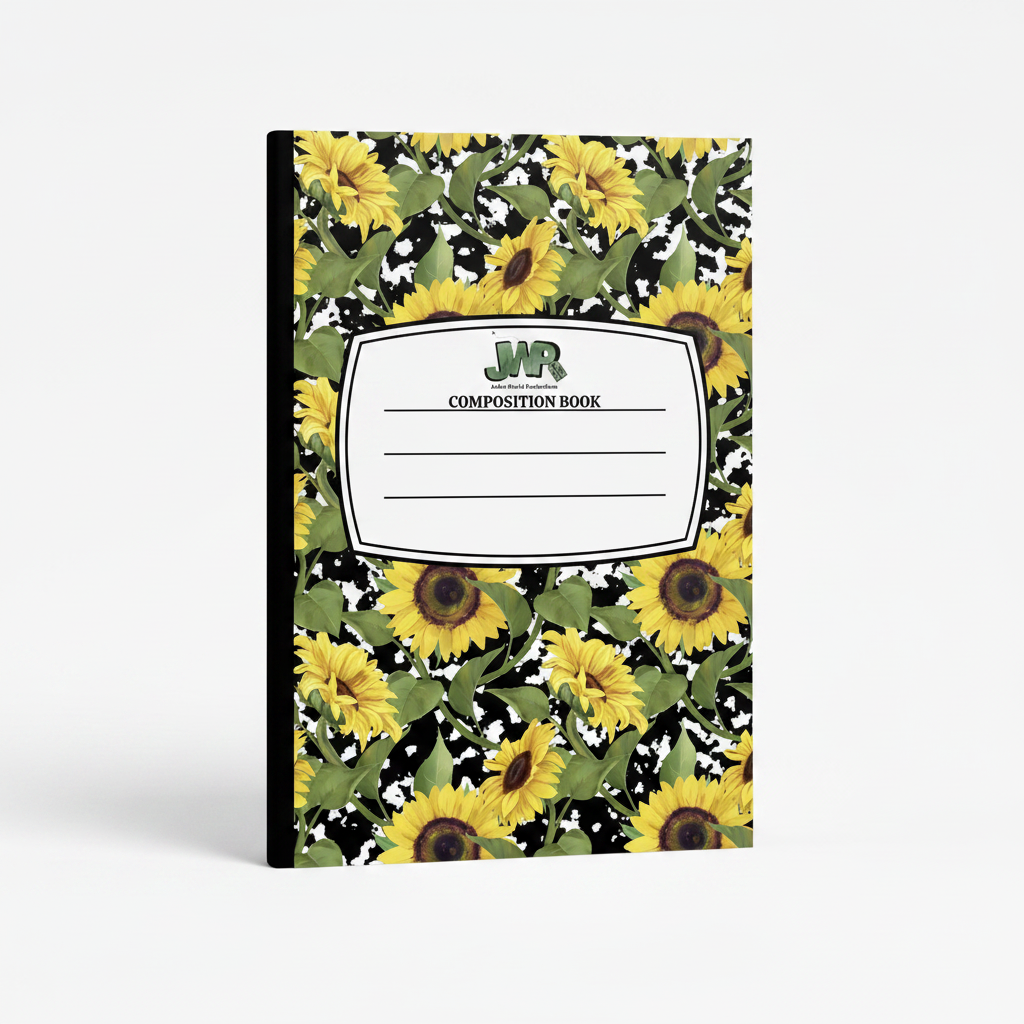 Clean professional sunflower notebook shot