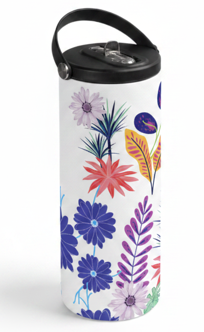 Custom Sublimation 20 oz Stainless Steel Tumbler – AI Rendering Product Shot - White Floral Print | Jadez World