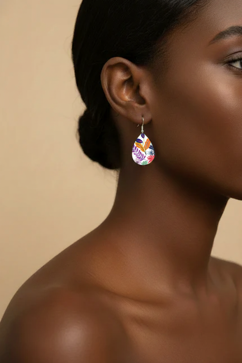 Floral Print Earring on Model