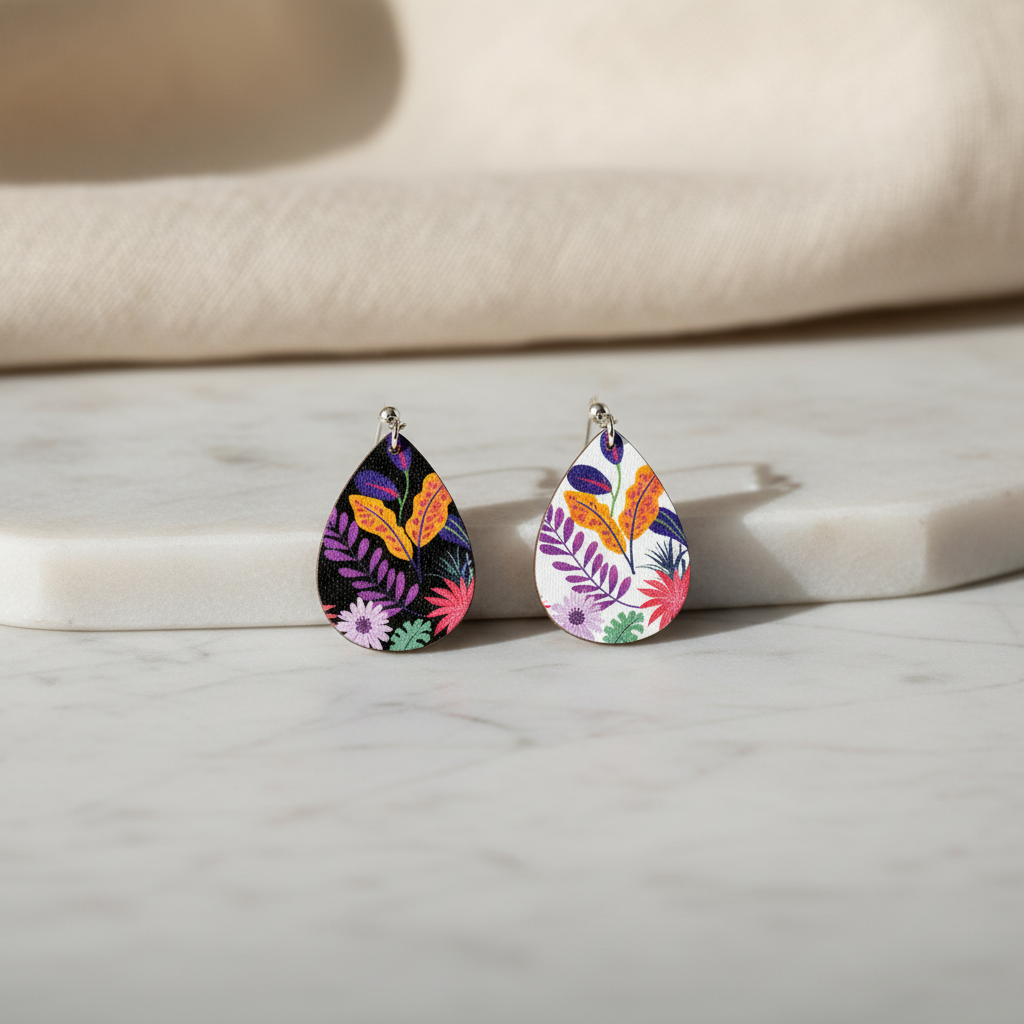 Floral Teardrop Earrings Lifestyle Shot