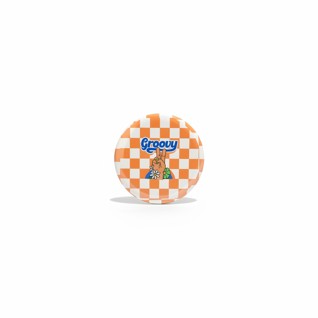 Groovy Pin Button - White Background