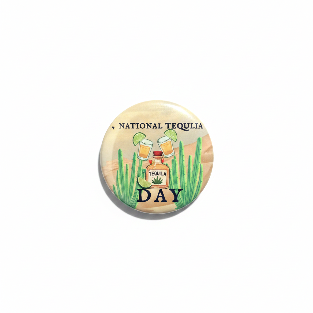 National Tequila Day Pin Button - White Background