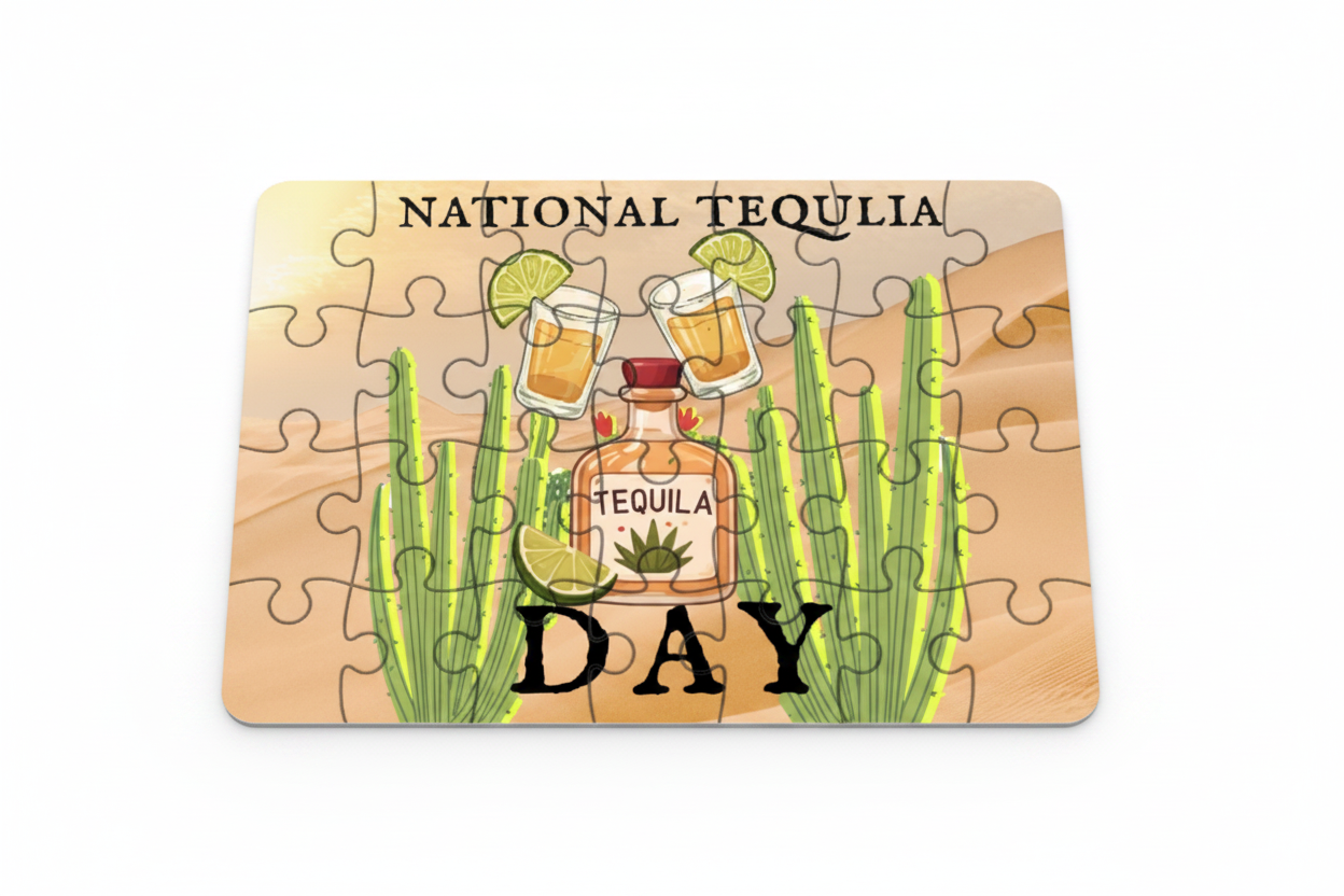 National Tequila Day Realistic Puzzle Mockup