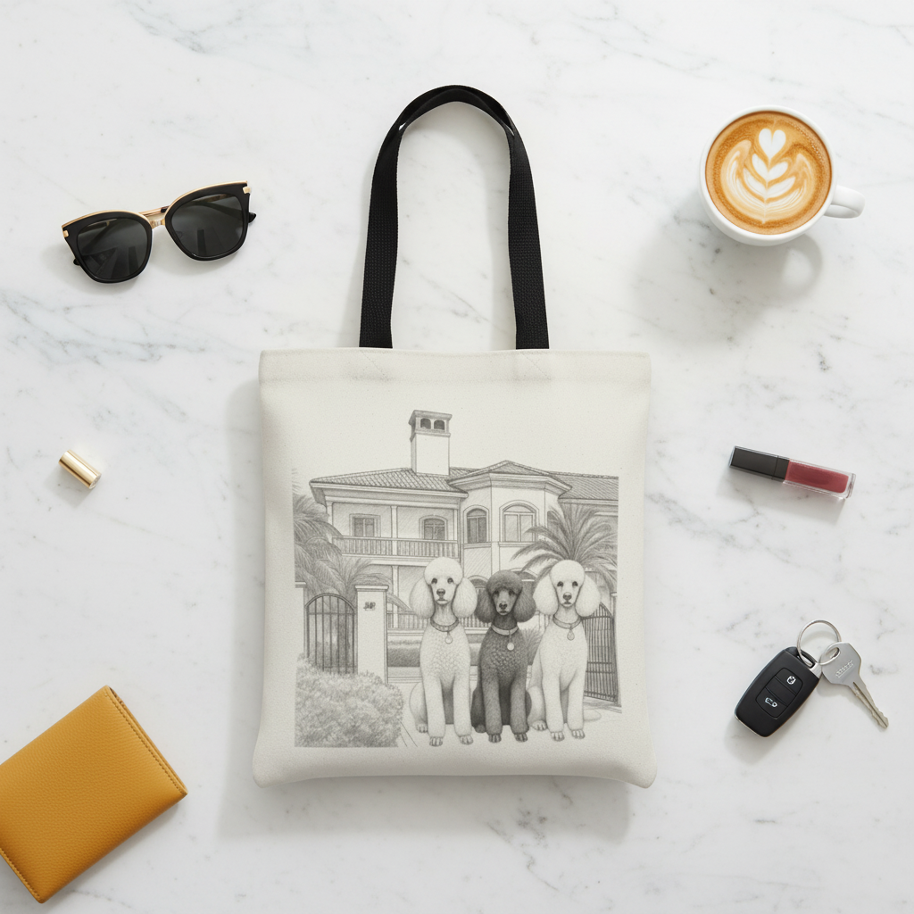 Poodle Mansion Tote - Flat Lay