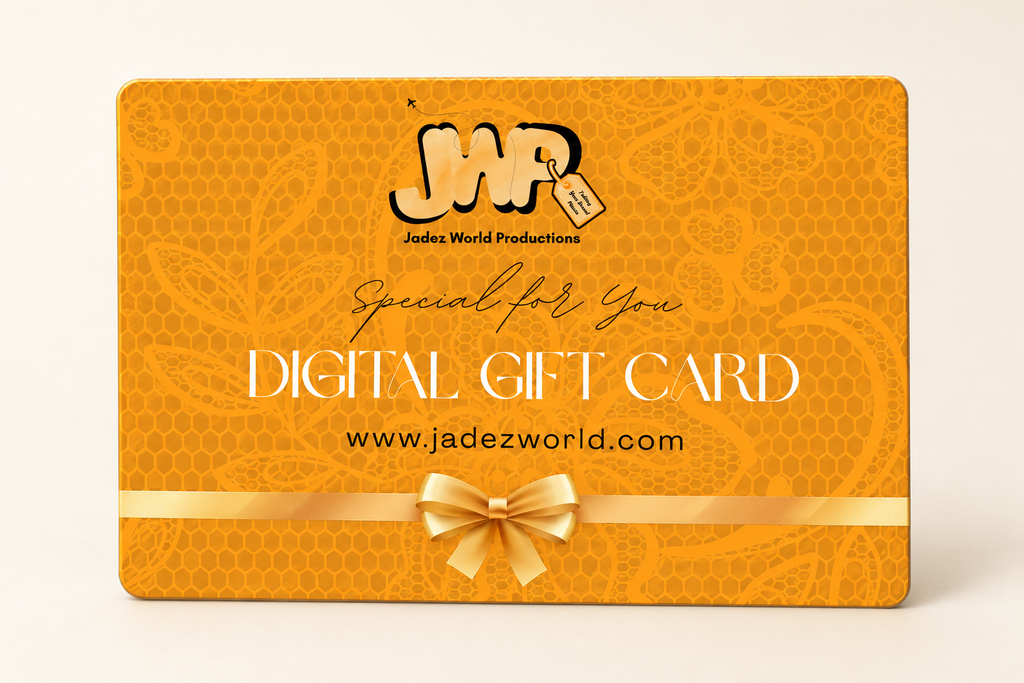 Professional denomination-free Jadez World gift card product shot