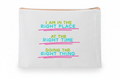 Custom Sublimation 7.9" x 5.7" Travel and Makeup Pouch -AI Rendering Product Shot - Pink Right Place Right Time Print | Jadez World 