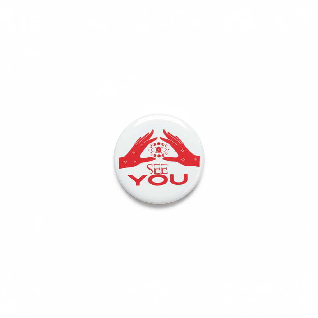 See You Pin Button - White Background