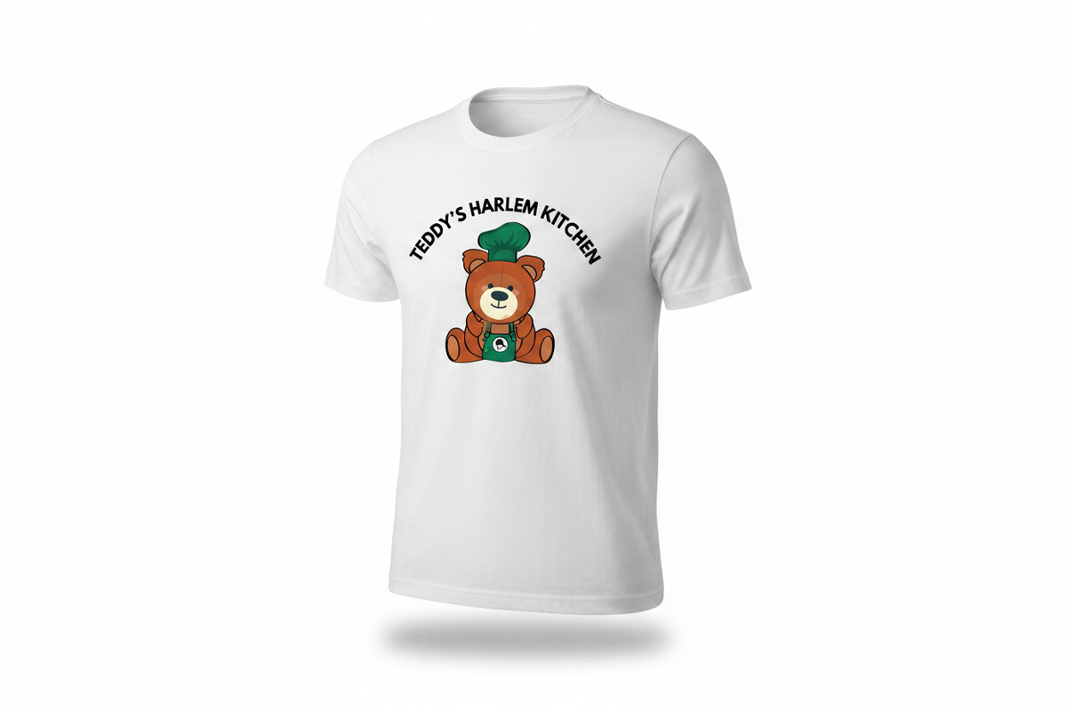 Teddy's Harlem Kitchen White Tee - Ghost Mannequin